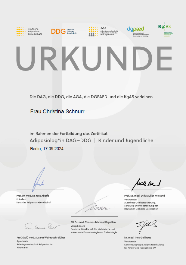 Zertifikat Adiposiologin